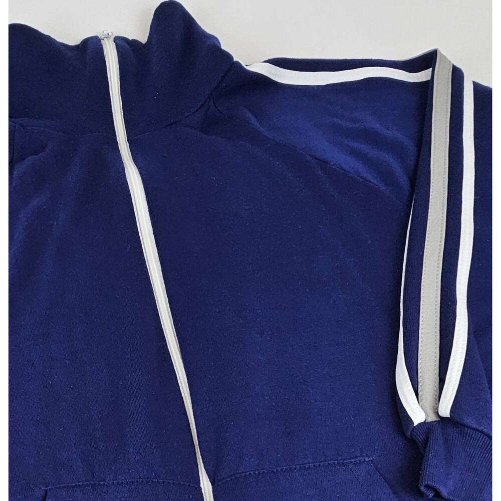 Vintage 70's Sears Activewear Track Jacket Large Blue USA Made Creslan Full Zip